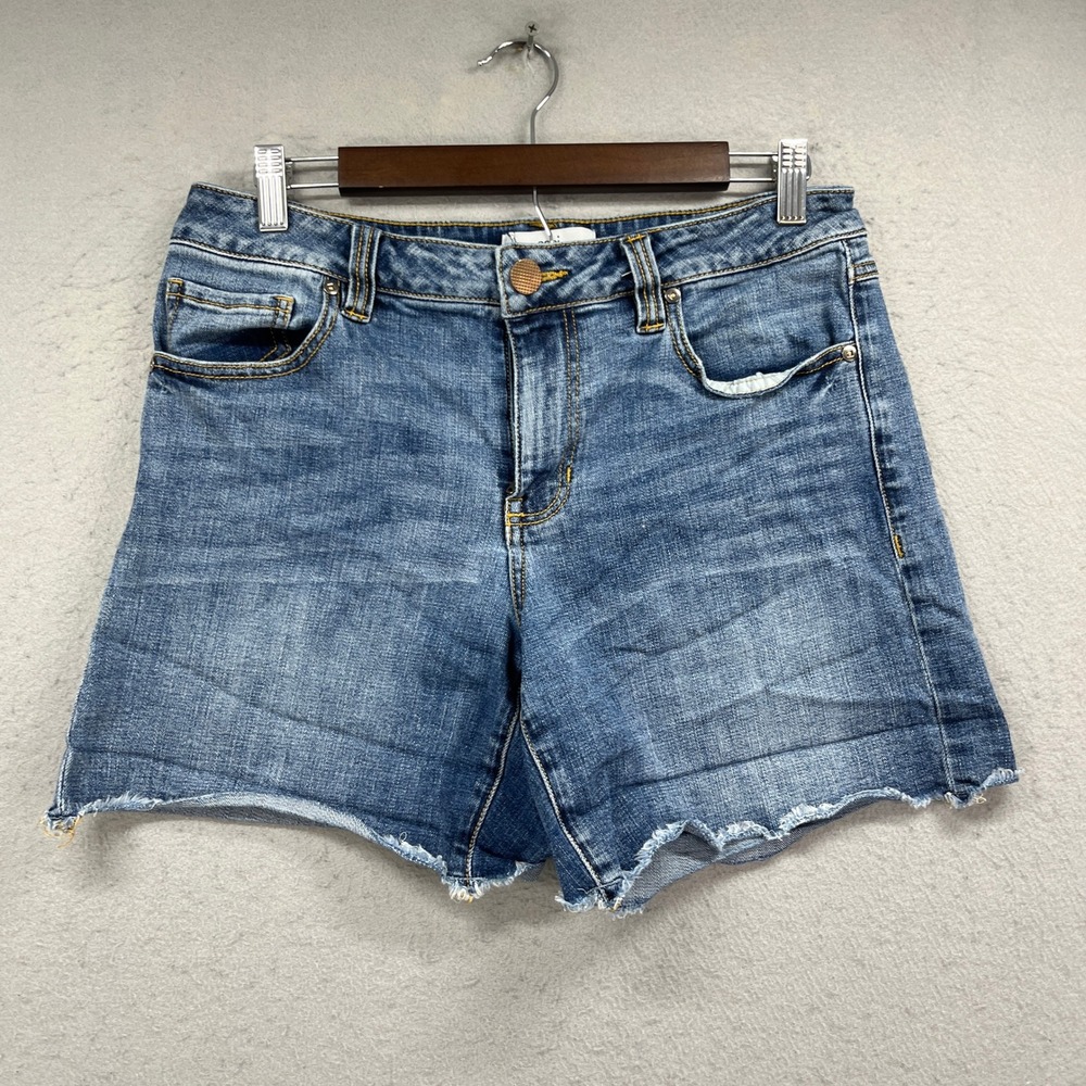 Cabi Jean Shorts Womens 6 Blue Raw Hem Denim Summer Casual Beach Festival Boho